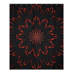 Abstract Glowing Flower Petal Pattern Red Circle Art Illustration Design Symmetry Digital Fantasy Shower Curtain 60  X 72  (medium)  by Vaneshart