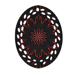 Abstract Glowing Flower Petal Pattern Red Circle Art Illustration Design Symmetry Digital Fantasy Ornament (oval Filigree) by Vaneshart