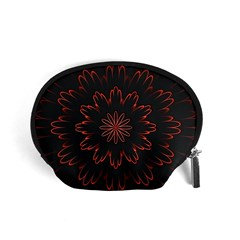 Abstract Glowing Flower Petal Pattern Red Circle Art Illustration Design Symmetry Digital Fantasy Accessory Pouch (small) by Vaneshart