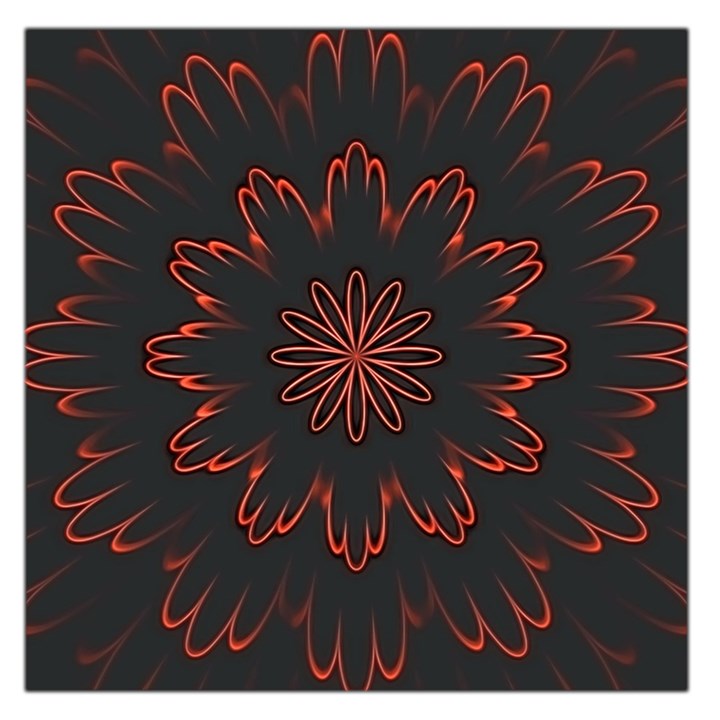 Abstract Glowing Flower Petal Pattern Red Circle Art Illustration Design Symmetry Digital Fantasy Large Satin Scarf (Square)