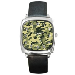 Army Camo Pattern Square Metal Watch