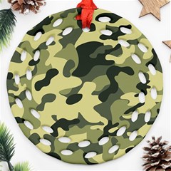 Army Camo Pattern Round Filigree Ornament (Two Sides)