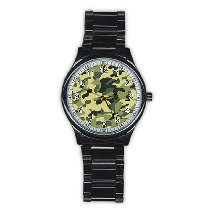 Army Camo Pattern Stainless Steel Round Watch