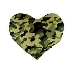 Army Camo Pattern Standard 16  Premium Flano Heart Shape Cushions