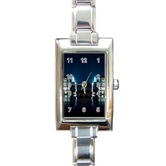 Night City Landscape Rectangle Italian Charm Watch