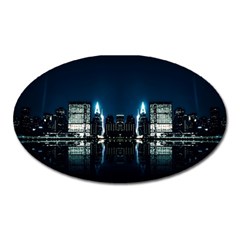 Night City Landscape Oval Magnet by Vaneshart