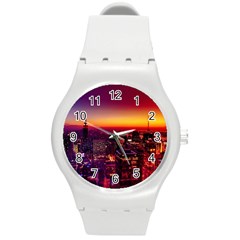 Buiding City Round Plastic Sport Watch (m) by Vaneshart