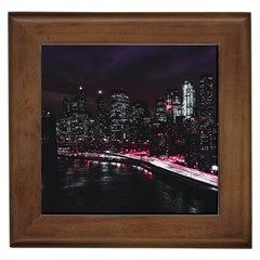 New York City Night Framed Tile by Vaneshart