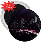 New York City Night 3  Magnets (10 pack)  Front