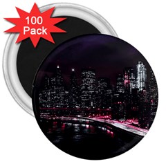 New York City Night 3  Magnets (100 Pack) by Vaneshart