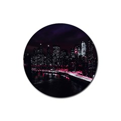 New York City Night Rubber Coaster (round)  by Vaneshart