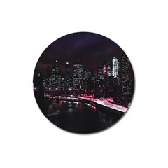 New York City Night Magnet 3  (round) by Vaneshart