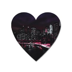 New York City Night Heart Magnet by Vaneshart