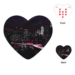 New York City Night Playing Cards Single Design (heart) by Vaneshart