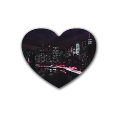 New York City Night Rubber Coaster (heart)  by Vaneshart