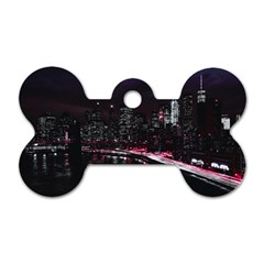 New York City Night Dog Tag Bone (one Side) by Vaneshart