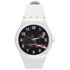 New York City Night Round Plastic Sport Watch (m) by Vaneshart