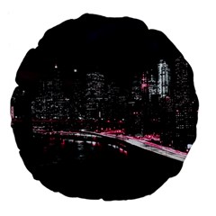 New York City Night Large 18  Premium Flano Round Cushions by Vaneshart