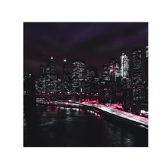 New York City Night Small Satin Scarf (square) by Vaneshart