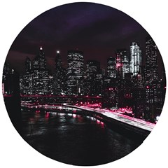 New York City Night Wooden Puzzle Round by Vaneshart