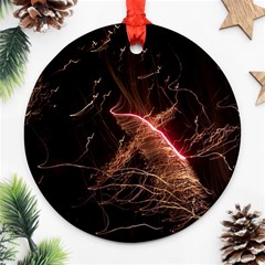 Light Night Dark Sparkler Firework Darkness Bonfire Celebrate Thanksgiving Screenshot Special Effect Ornament (round) by Vaneshart