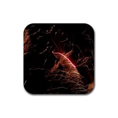 Light Night Dark Sparkler Firework Darkness Bonfire Celebrate Thanksgiving Screenshot Special Effect Rubber Coaster (square)  by Vaneshart