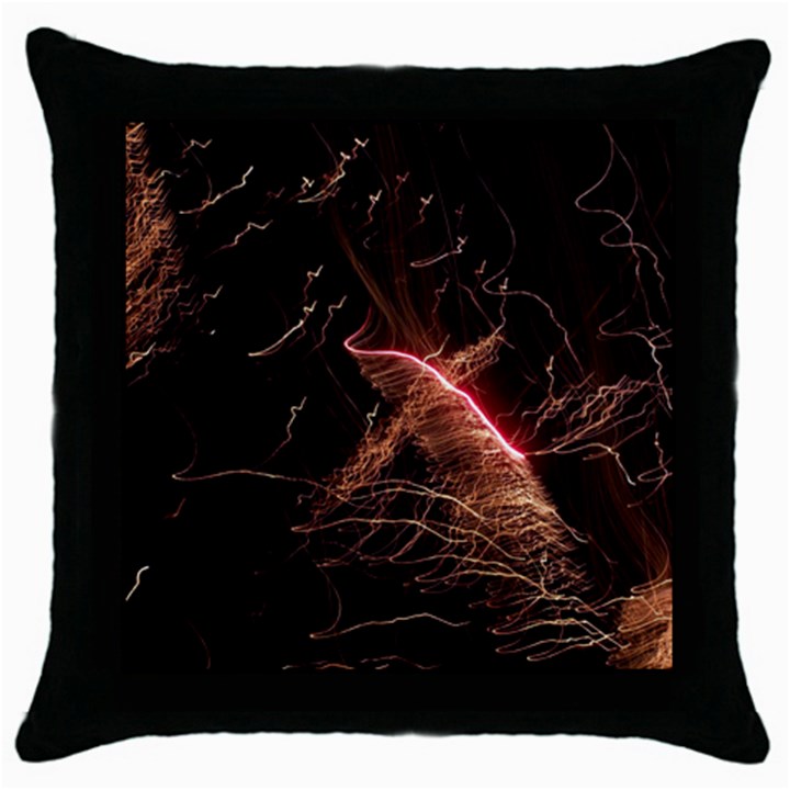 Light Night Dark Sparkler Firework Darkness Bonfire Celebrate Thanksgiving Screenshot Special Effect Throw Pillow Case (Black)