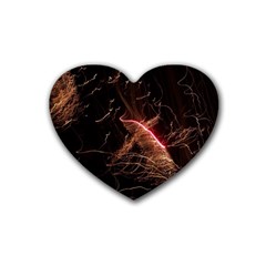 Light Night Dark Sparkler Firework Darkness Bonfire Celebrate Thanksgiving Screenshot Special Effect Rubber Coaster (heart)  by Vaneshart