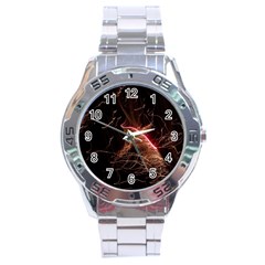 Light Night Dark Sparkler Firework Darkness Bonfire Celebrate Thanksgiving Screenshot Special Effect Stainless Steel Analogue Watch by Vaneshart