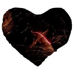 Light Night Dark Sparkler Firework Darkness Bonfire Celebrate Thanksgiving Screenshot Special Effect Large 19  Premium Flano Heart Shape Cushions by Vaneshart