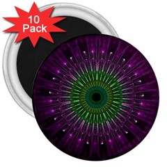 Light Abstract Flower Purple Petal Glass Color Circle Art Symmetry Digital Shape Fractal Macro Photo 3  Magnets (10 Pack)  by Vaneshart