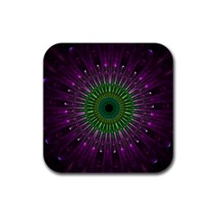 Light Abstract Flower Purple Petal Glass Color Circle Art Symmetry Digital Shape Fractal Macro Photo Rubber Square Coaster (4 Pack)  by Vaneshart