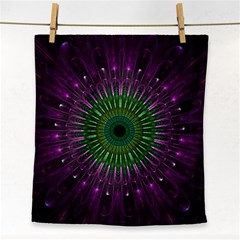 Light Abstract Flower Purple Petal Glass Color Circle Art Symmetry Digital Shape Fractal Macro Photo Face Towel by Vaneshart