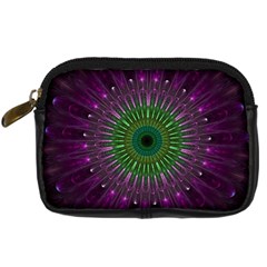 Light Abstract Flower Purple Petal Glass Color Circle Art Symmetry Digital Shape Fractal Macro Photo Digital Camera Leather Case by Vaneshart