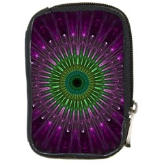 Light Abstract Flower Purple Petal Glass Color Circle Art Symmetry Digital Shape Fractal Macro Photo Compact Camera Leather Case by Vaneshart