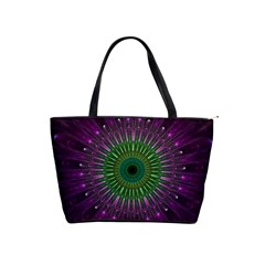 Light Abstract Flower Purple Petal Glass Color Circle Art Symmetry Digital Shape Fractal Macro Photo Classic Shoulder Handbag by Vaneshart