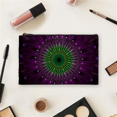 Light Abstract Flower Purple Petal Glass Color Circle Art Symmetry Digital Shape Fractal Macro Photo Cosmetic Bag (medium) by Vaneshart