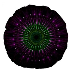 Light Abstract Flower Purple Petal Glass Color Circle Art Symmetry Digital Shape Fractal Macro Photo Large 18  Premium Round Cushions by Vaneshart