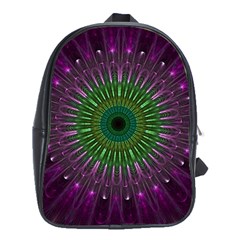 Light Abstract Flower Purple Petal Glass Color Circle Art Symmetry Digital Shape Fractal Macro Photo School Bag (xl) by Vaneshart