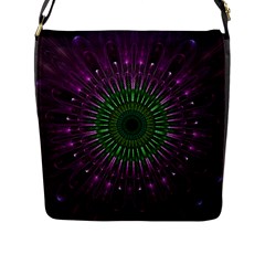 Light Abstract Flower Purple Petal Glass Color Circle Art Symmetry Digital Shape Fractal Macro Photo Flap Closure Messenger Bag (l) by Vaneshart