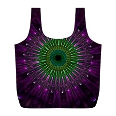 Light Abstract Flower Purple Petal Glass Color Circle Art Symmetry Digital Shape Fractal Macro Photo Full Print Recycle Bag (l)