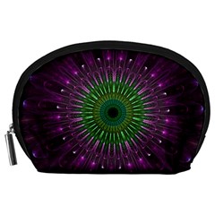 Light Abstract Flower Purple Petal Glass Color Circle Art Symmetry Digital Shape Fractal Macro Photo Accessory Pouch (large) by Vaneshart