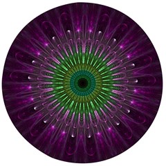 Light Abstract Flower Purple Petal Glass Color Circle Art Symmetry Digital Shape Fractal Macro Photo Wooden Bottle Opener (round) by Vaneshart