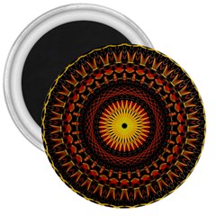 Spiral Pattern Circle Neon Psychedelic Illustration Design Symmetry Shape Mandala 3  Magnets by Vaneshart