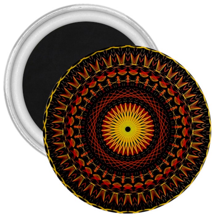 Spiral Pattern Circle Neon Psychedelic Illustration Design Symmetry Shape Mandala 3  Magnets