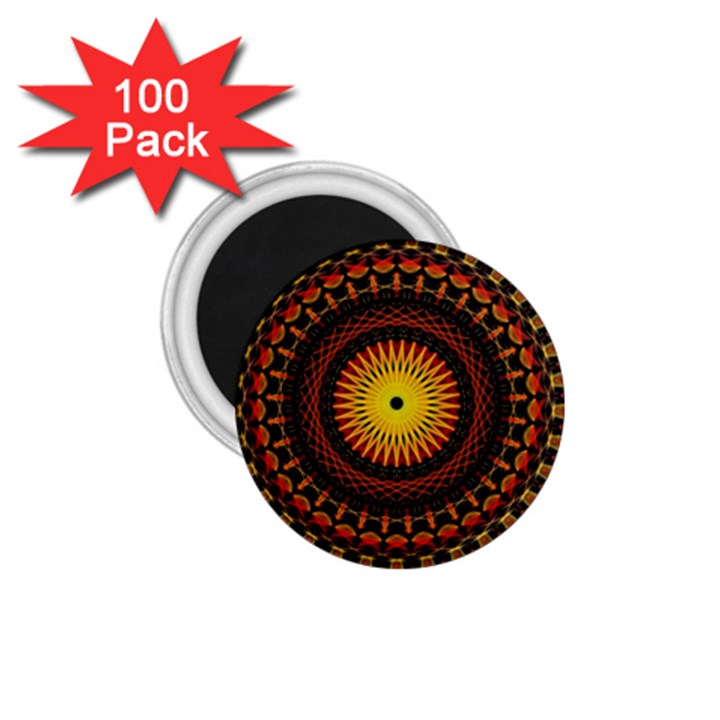 Spiral Pattern Circle Neon Psychedelic Illustration Design Symmetry Shape Mandala 1.75  Magnets (100 pack) 