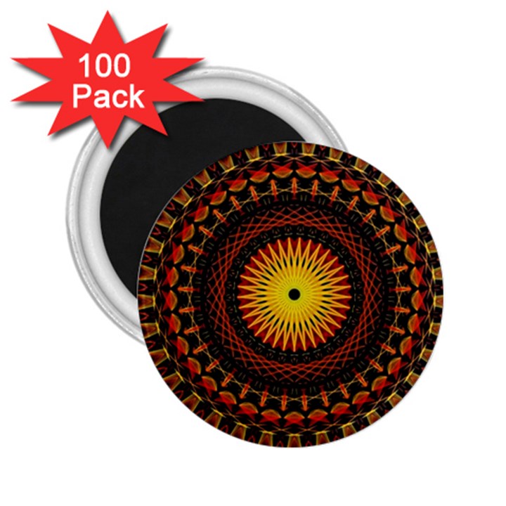 Spiral Pattern Circle Neon Psychedelic Illustration Design Symmetry Shape Mandala 2.25  Magnets (100 pack) 