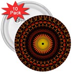 Spiral Pattern Circle Neon Psychedelic Illustration Design Symmetry Shape Mandala 3  Buttons (10 pack)  Front