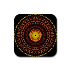 Spiral Pattern Circle Neon Psychedelic Illustration Design Symmetry Shape Mandala Rubber Coaster (square)  by Vaneshart