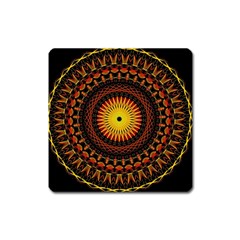 Spiral Pattern Circle Neon Psychedelic Illustration Design Symmetry Shape Mandala Square Magnet by Vaneshart